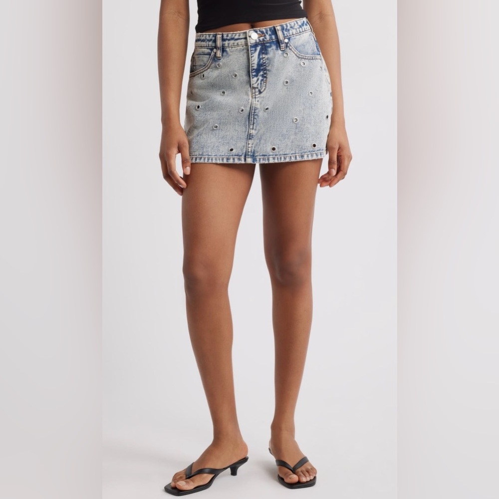 NWT! PTCL Grommet Denim Miniskirt